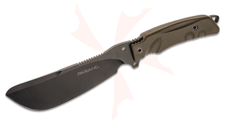 Fox FX-0107153 FKMD Parang Fixed Blade Knife 7 inch N690 Black Cerakote Parang, Tan Forprene Handles, Nylon Sheath with Survival Kit