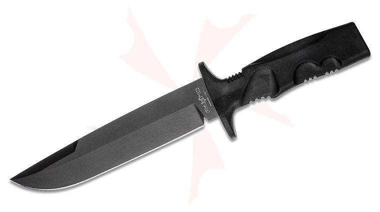 Fox FX-0171114 FKMD Taranis Fixed Blade Knife 7.28 inch N690Co Black Drop Point, Black Forprene Handle, Nylon Sheath