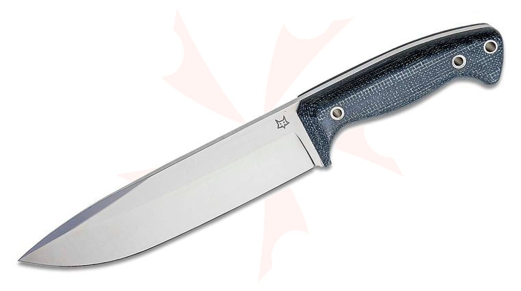Fox FX-140XL MB Fixed Blade Knife 7.28 inch Niolox Satin Drop Point, Black Jute Micarta Handles, Black Leather Sheath
