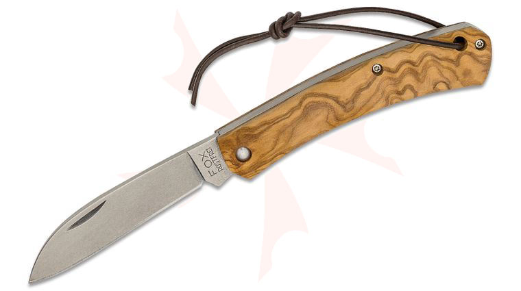 Fox FX-230 OL Nauta Slipjoint Folding Knife 3.30 inch 420C Stonewash Plain Blade, Olive Wood Handles