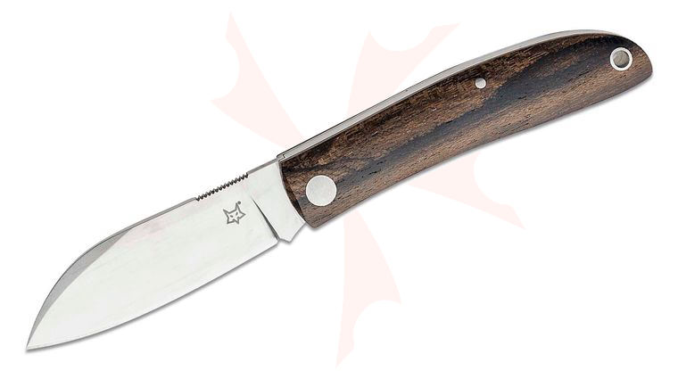 Fox FX-273 ZW Livri Slipjoint Folding Knife 2.75 inch M390 Satin Plain Blade, Ziricote Wood Handles, Black Leather Pouch