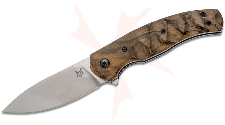Fox FX-308 ZW Jens Anso Ziggy Flipper Knife 3.25 inch N690 Satin Plain Blade, Ziricote Wood Handles, Black Nylon Pouch