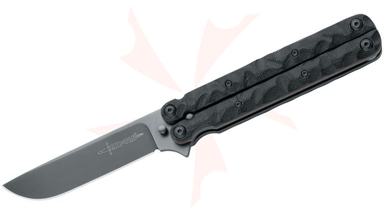 Mil-Tac Jason Breeden Butterfly Knife 3-3/4 inch Black DLC Blade, G10 Handles