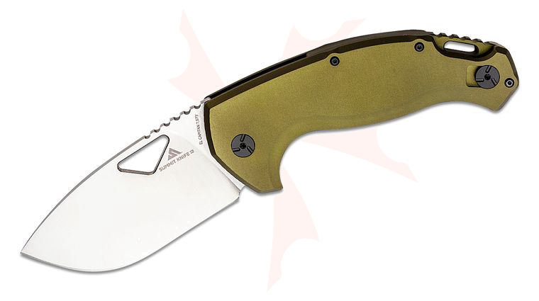 Fox SK-02 OD El Capitan Folding Knife 3.94 inch M390 Satin Drop Point Blade, OD Green Aluminum Handles