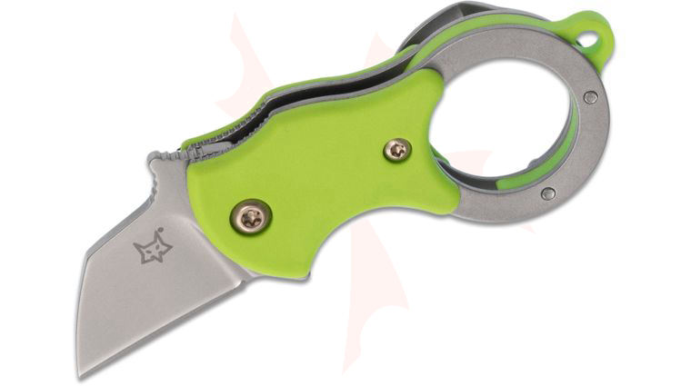 Fox FX-536 G Mini-TA Folding Karambit Knife 1 inch Bead Blast Blade, Green FRN Handles