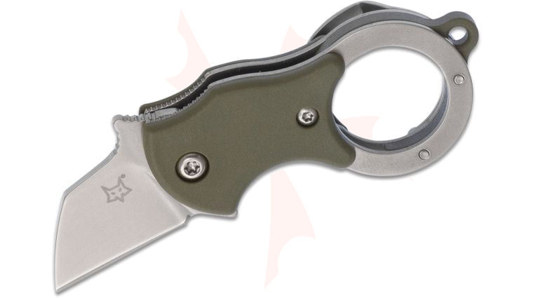 Fox FX-536 OD Mini-TA Folding Karambit Knife 1 inch Bead Blast Blade, OD Green FRN Handles