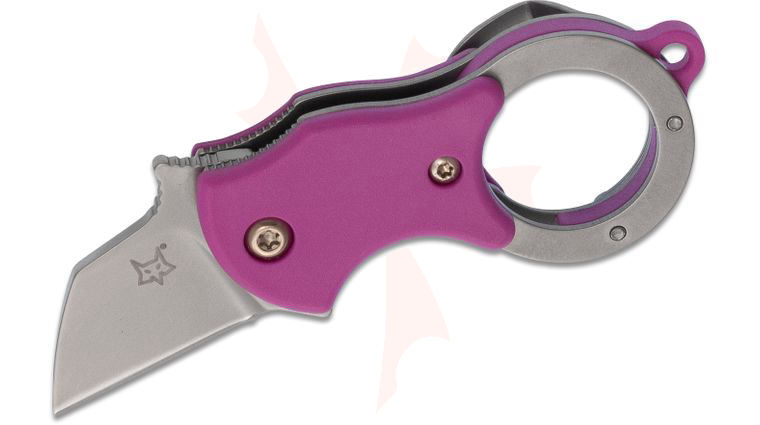 Fox FX-536 P Mini-TA Folding Karambit Knife 1 inch Bead Blast Blade, Pink FRN Handles