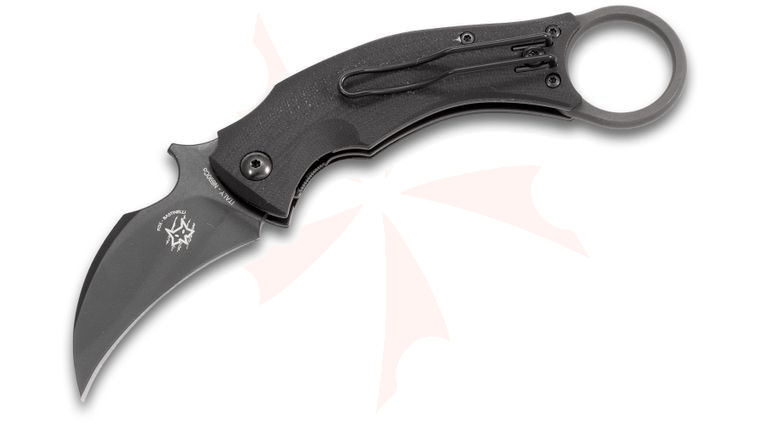 Fox Bastinelli 591 B Black Bird Folding Karambit 2.25 inch N690Co Black Blade, Black G10 Handles