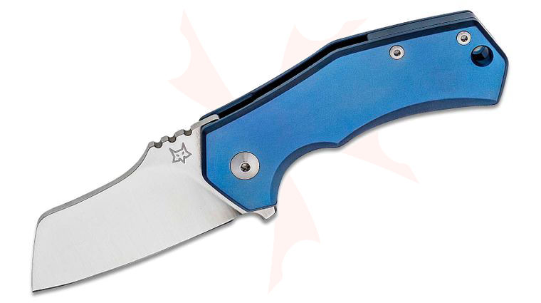 Fox FX-540 TIBL Italico Flipper Knife 2.36 inch M390 Satin Sheepsfoot Blade, Blue Titanium Handles
