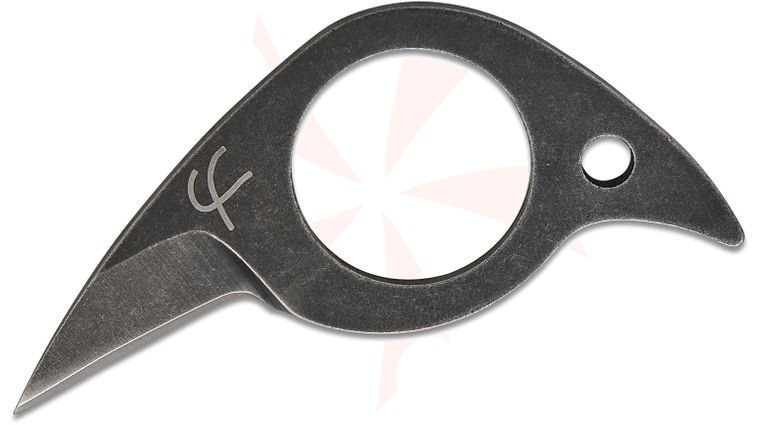 Fred Perrin Mini-Pic Neck Knife 1.25 inch Black Stonewashed Hawkbill Blade, One-Piece Construction, Kydex Sheath