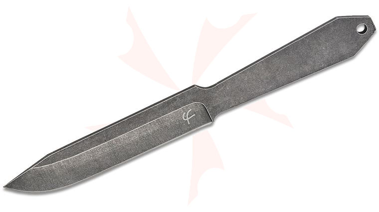 Fred Perrin Le Lancer Fixed Blade Knife 5.5 inch Black Stonewashed Clip Point Blade, One-Piece Construction, Kydex Sheath