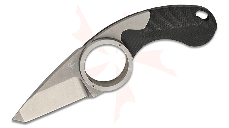 Fred Perrin La Griffe Friction Folding Neck Knife 1.5 inch Stonewashed Tanto Blade, Black G10 Handles, Kydex Sheath