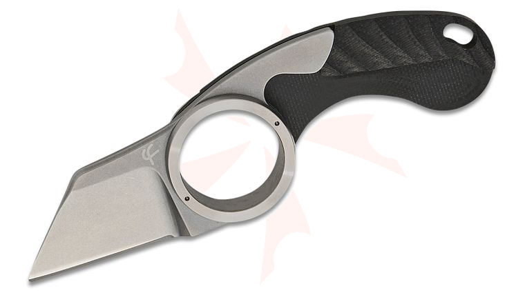 Fred Perrin La Griffe Shark Friction Folding Neck Knife 1.5 inch Stonewashed Wharncliffe Blade, Black G10 Handles