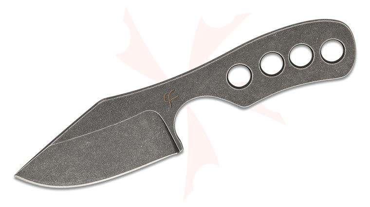 Fred Perrin Neck Bowie Neck Knife 2.7 inch Black Stonewashed Clip Point Blade, One-Piece Construction, Kydex Sheath