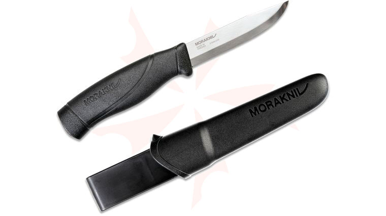 Morakniv Mora of Sweden Black Heavy-Duty Companion Knife 4.1 inch Stainless Steel Blade, Black Polypropylene Handle with Rubber Overmold