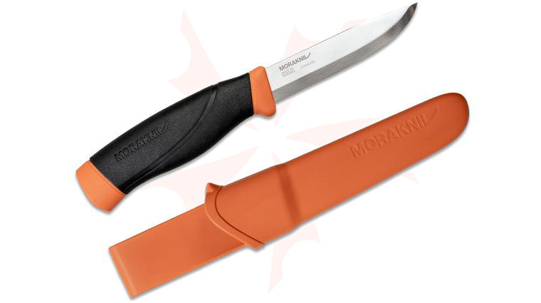Morakniv Mora of Sweden Heavy-Duty Companion Knife 4.1 inch Stainless Steel Blade, Burnt Orange/Black Rubber Handle
