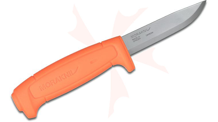 Morakniv Mora of Sweden Basic 511 3.625 inch Carbon Steel Plain Blade, Orange Polymer Handle, Black Polymer Sheath