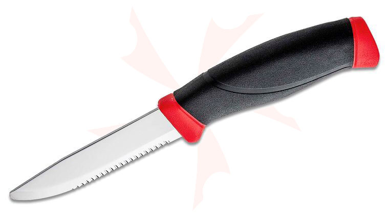 Morakniv Mora of Sweden Red Rescue Companion Knife 4 inch Stainless Steel Combo Blade, Rubber Handle, Polymer Sheath