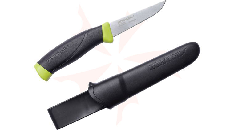 Morakniv Mora of Sweden Fishing Comfort Fillet 090 Fixed 3.5 inch Stainless Steel Blade, Neon Yellow Rubber Handle, Polymer Sheath