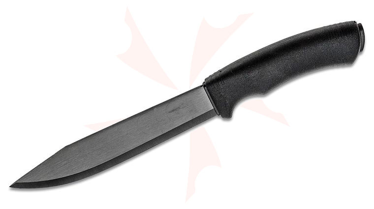 Morakniv Mora of Sweden Black Bushcraft Pathfinder Fixed 6-3/4 inch Carbon Steel Blade, Black Rubberized Handle, MOLLE Compatible Heavy-Duty Nylon Sheath