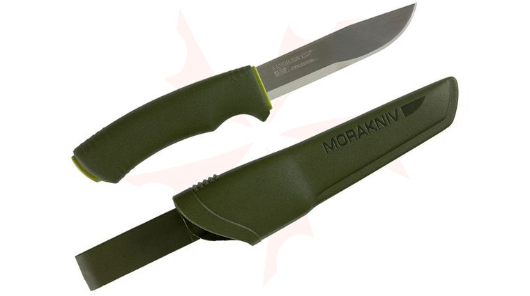 Morakniv Mora of Sweden Forest Bushcraft Fixed 4 inch Stainless Steel Blade, Green Rubberized Handle, Plastic Sheath