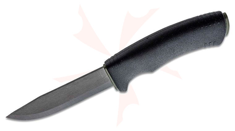 Morakniv Mora of Sweden Bushcraft Black Fixed 4-1/4 inch Carbon Steel Blade, Black Rubberized Handle, Plastic Sheath