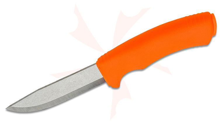 Morakniv Mora of Sweden Orange Bushcraft Fixed 4-1/4 inch Stainless Steel Blade, Orange Rubberized Handle, Plastic Sheath