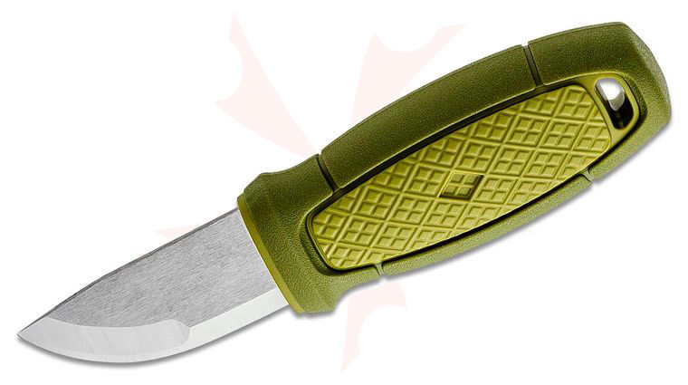 Morakniv Eldris Pocket-Size Neck Knife Kit Fixed 2.2 inch 12C27 Blade, Fire Starter, Paracord, Green Polypropylene Handle