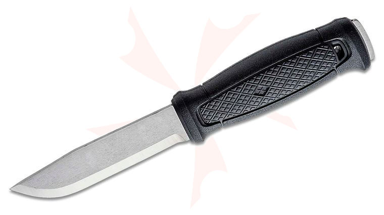 Morakniv Garberg Utility Knife Fixed Blade Knife 4.3 inch Satin 14C28N Blade with Survival Kit , Black Polyamide Handle and Sheath