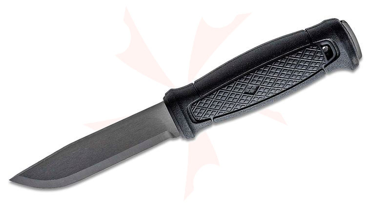 Morakniv Garberg Utility Knife Fixed Blade Knife 4.3 inch Black Carbon Steel with Survival Kit, Black Polyamide Handle and Sheath