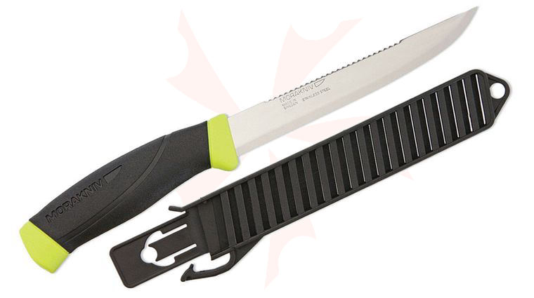 Morakniv Mora of Sweden 150 Fishing Comfort Scaler Knife 5.9 inch Stainless Steel Blade, Neon Yellow/Black Rubberized Handle