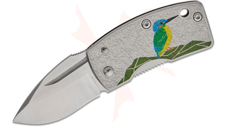 G. Sakai Money Clip Frame Lock Folding Knife 1.61 inch VG10 Blade, Stainless Steel Handles with Kawasemi (Kingfisher) Artwork