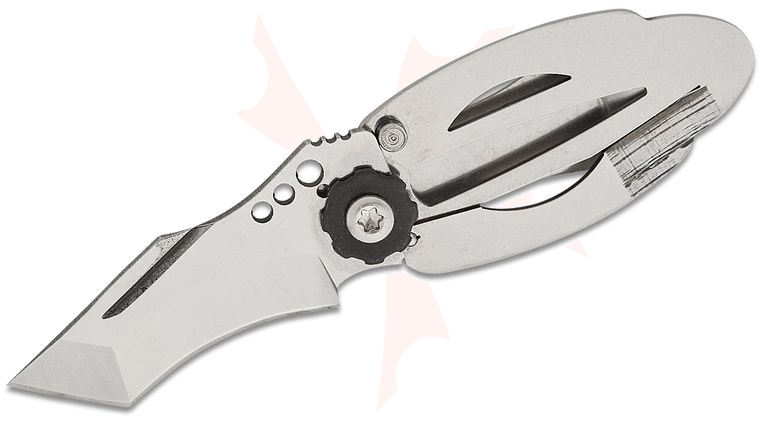 G. Sakai Samurai Money Clip Frame Lock Folding Knife 1.3 inch VG-10 Satin Recurve Tanto Blade, Skeletonized Stainless Steel Handles