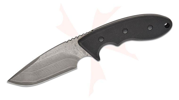 G. Sakai Kimun Kamuy 2 Fixed Blade Knife 4.33 inch VG-10 Core Damascus Drop Point Blade, Black G10 Handles, Leather Sheath