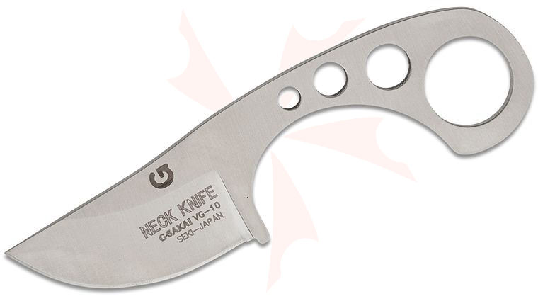 G. Sakai Skinner Fixed Blade Neck Knife 1.55 inch VG-10 Satin Skinner Blade, Stainless Steel Handle, Leather Sheath