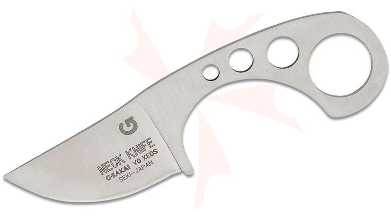 G. Sakai Skinner Fixed Blade Neck Knife 1.55 inch VG-XEOS Satin Skinner Blade, Stainless Steel Handle, Leather Sheath