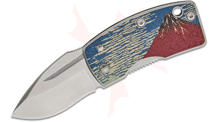 G. Sakai Money Clip Folding Knife 1.61 inch VG10 Blade, Stainless Steel Handles with Mt. Fuji Artwork