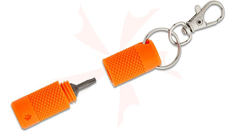 Eric Garza Orange 3D Printed Keychain Bit Driver with Wiha T8 Torx Bit and Zipper Pull