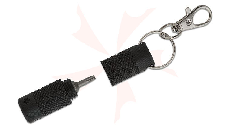Eric Garza Black 3D Printed Keychain Bit Driver with Wiha T8 Torx Bit and Zipper Pull