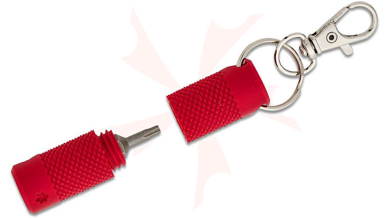 Eric Garza Burgundy 3D Printed Keychain Bit Driver with Wiha T8 Torx Bit and Zipper Pull