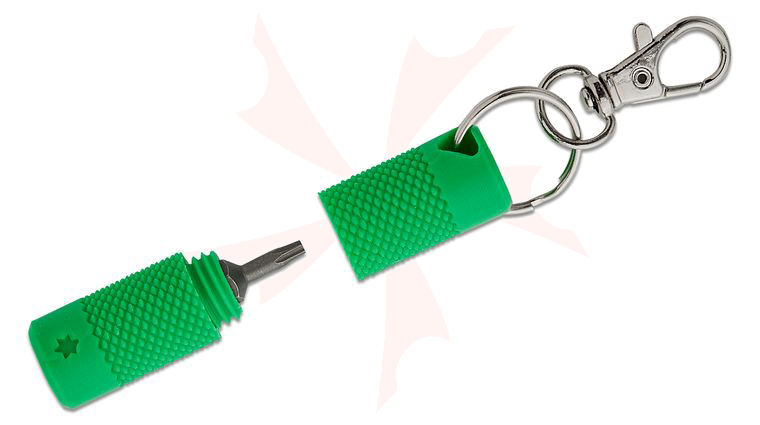 Eric Garza Green 3D Printed Keychain Bit Driver with Wiha T8 Torx Bit and Zipper Pull