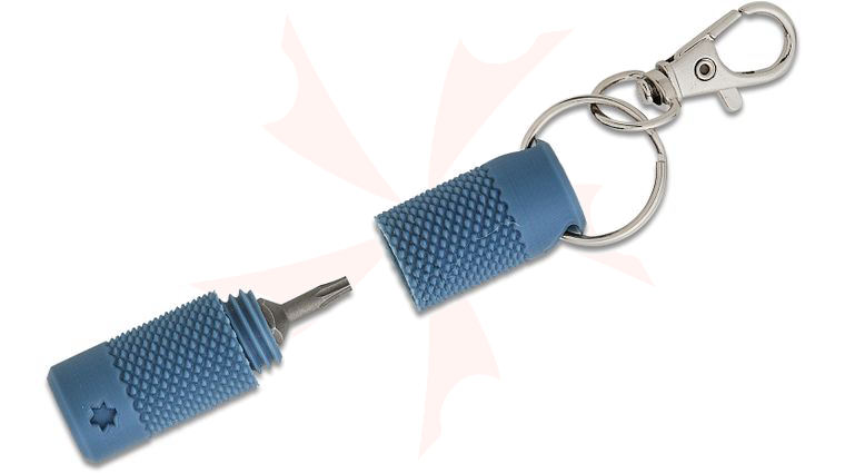 Eric Garza Gray 3D Printed Keychain Bit Driver with Wiha T8 Torx Bit and Zipper Pull