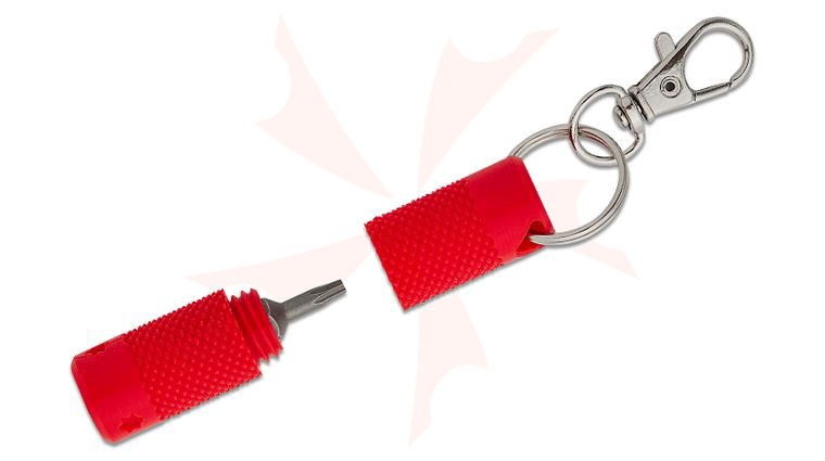 Eric Garza Red 3D Printed Keychain Bit Driver with Wiha T8 Torx Bit and Zipper Pull