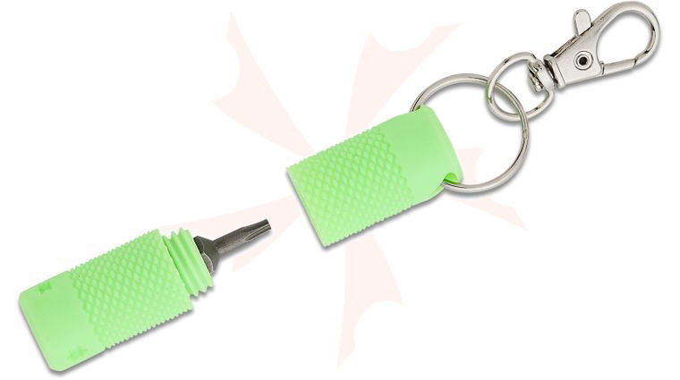 Eric Garza Seafoam Green Glow-in-the-Dark 3D Printed Keychain Bit Driver with Wiha T8 Torx Bit and Zipper Pull