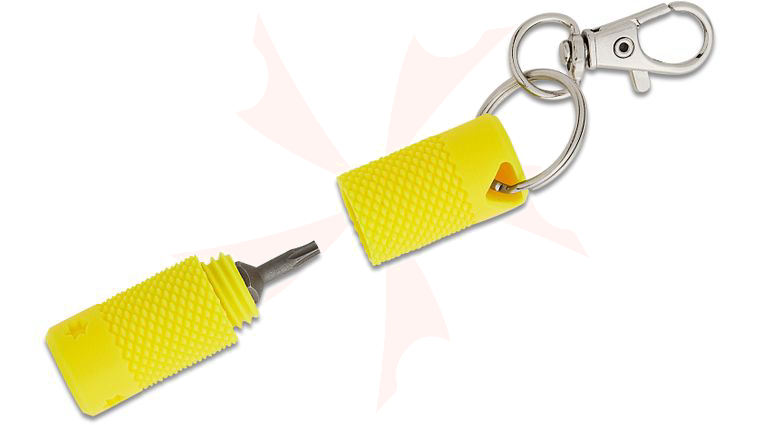 Eric Garza Yellow Green 3D Printed Keychain Bit Driver with Wiha T8 Torx Bit and Zipper Pull