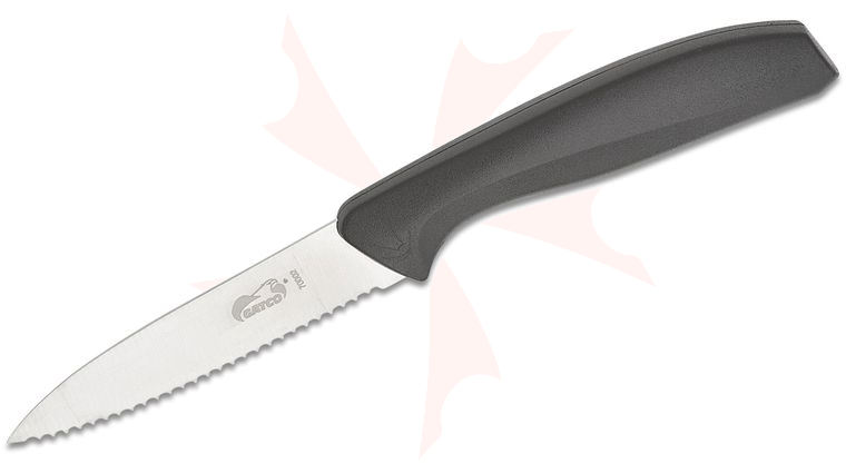GATCO Everyday Kitchen Utensils Serrated Paring Knife 7.15 inch Overall, Black Zytel Handle