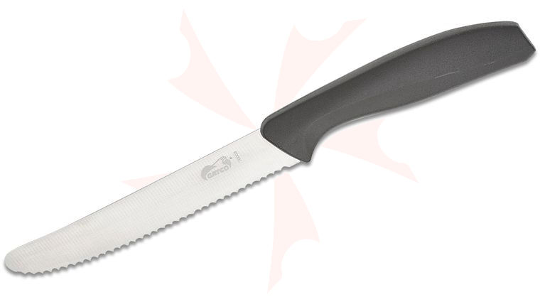 GATCO Everyday Kitchen Utensils Serrated Rounded Steak Knife 8.25 inch Overall, Black Zytel Handle