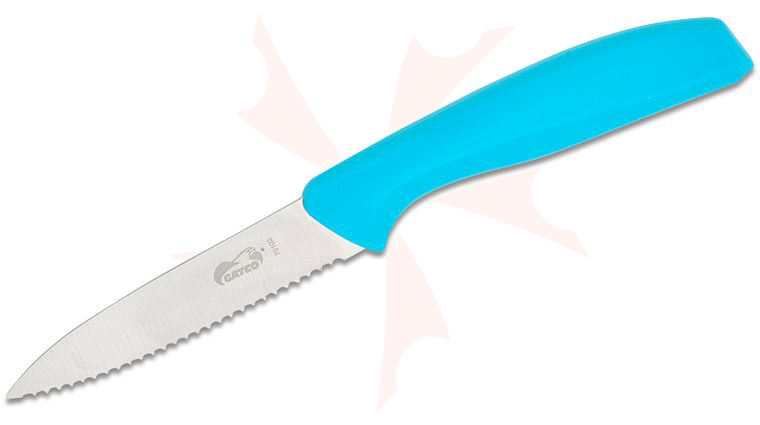 GATCO Everyday Kitchen Utensils Serrated Paring Knife 7.15 inch Overall, Teal Zytel Handle