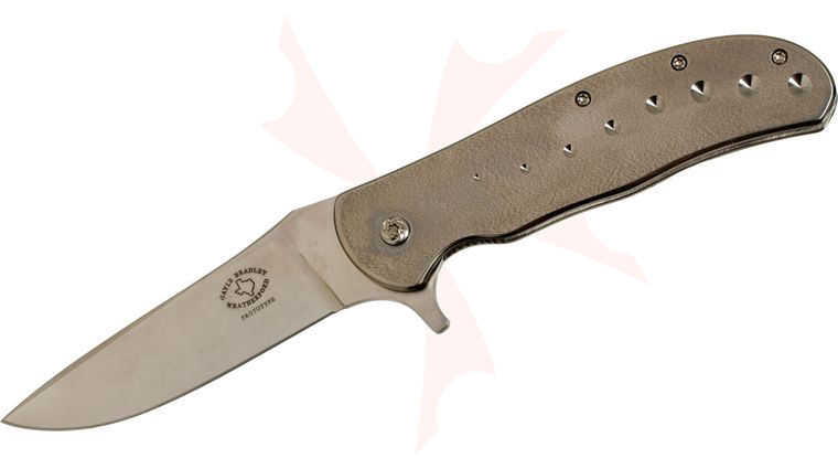 Gayle Bradley TAC 1 Custom Prototype Folding 4.25 inch PSF27 Drop Point Blade, Silver Titanium Handle