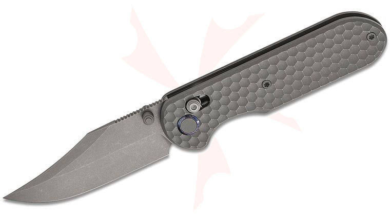 Geo Knife Ethereal Cutter Crossbar Lock Folding Knife 3 inch M390 Darkwashed Clip Point Blade, Darkwashed Honeycomb Titanium Handles